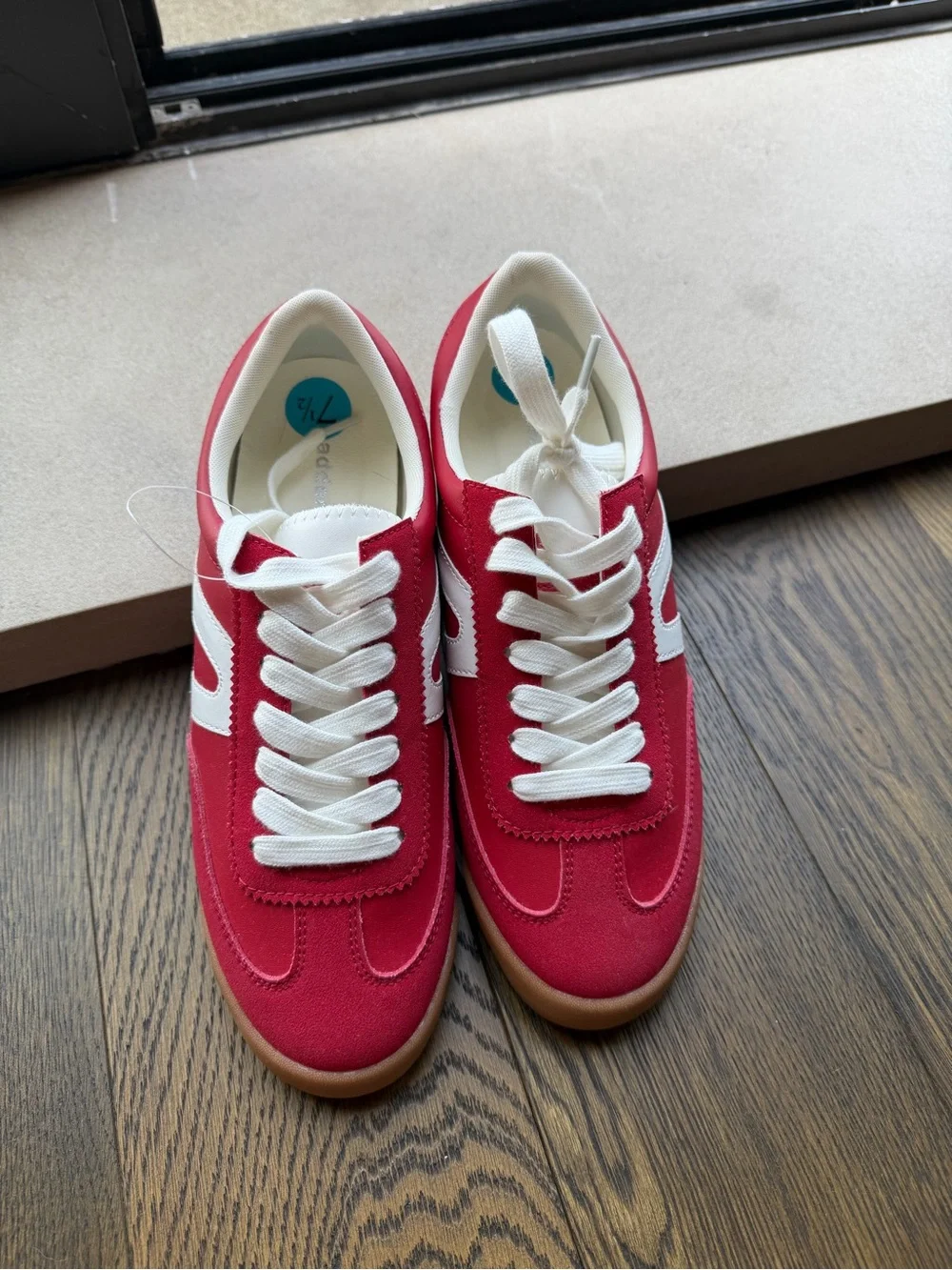 Madden Girl Red and White Low-Profile Sneakers